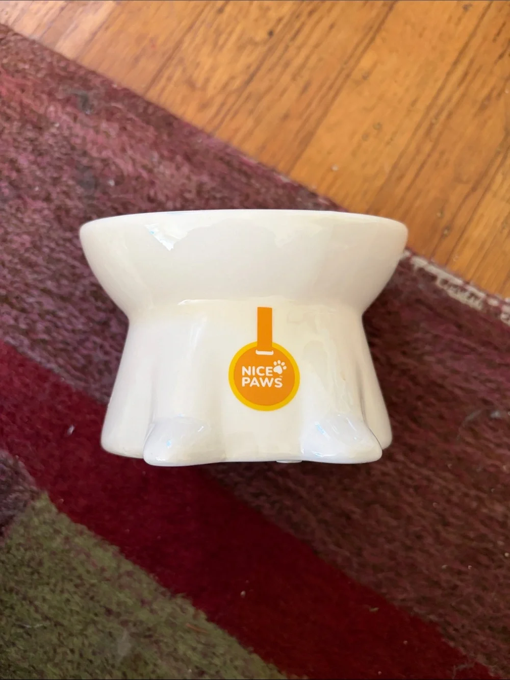 Nice Paws! Ceramic pedestal step ceramic kitty food bowl